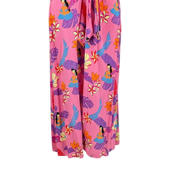 XIX Palms Hawaii Dress Kohala Cut Out Maxi Large Womens Pink Tropical Resort - Picture 2 of 13